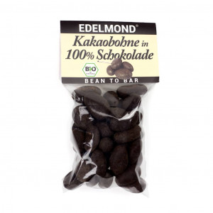 Edelmond Kakaobohne in 100% Schokolade Vorderseite