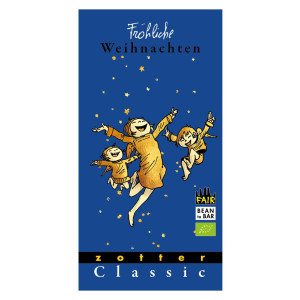 Zotter "Frohe Weihnachten" Mandel-Krokant Schokolade Vorderseite
