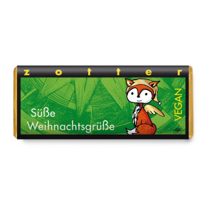 Zotter "Süße Weihnachtsgrüße" Nougat Schokolade Vorderseite 2025