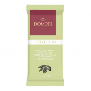Domori Pistacchio white chocolate with whole, roasted and salted pistachios Vorderseite