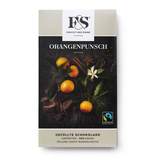 Frucht & Sinne Gefüllte Schokolade Orangenpunsch Zartbitter 
