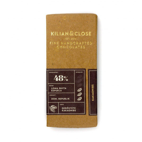 Kilian & Close Dominikanische Republik Kakaonibs 48% Vorderseite