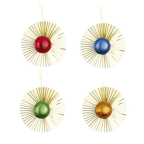 Weihnachtskugeln in Rot, Blau, Grün oder Gold